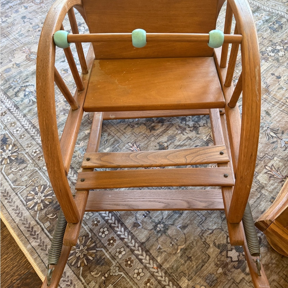 Vintage Wooden Teeter Totter Rocker in Brown and Blue - Picture 4 of 11